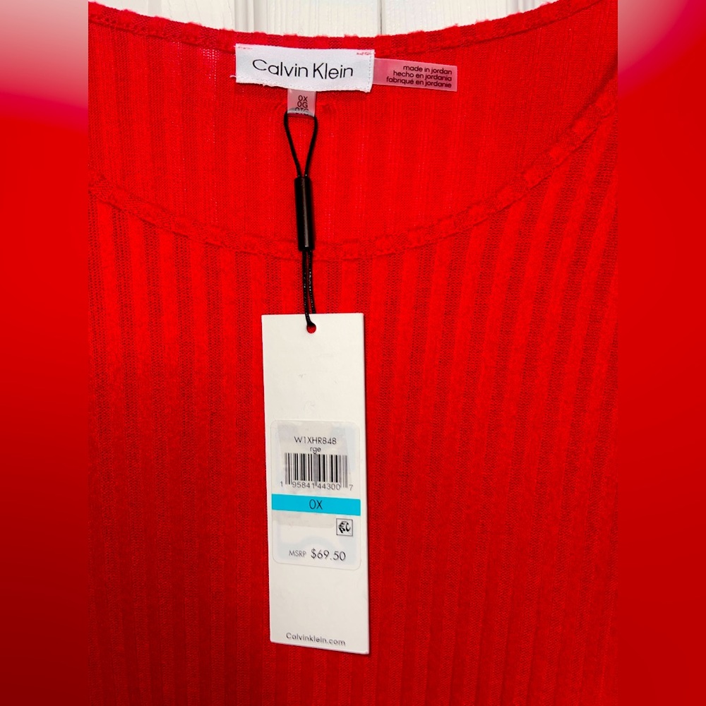 Calvin Klein Red Ribbed Sweater - Picture 2 of 4